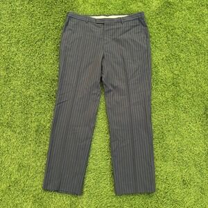 Z Zegna Mens Size 56R 38x31 Charcoal Pinstripe Wool Blend Dress Pants
